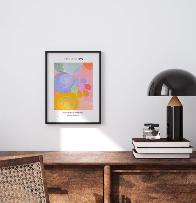 Printed Orange and Pink Wall Art, Flower Market Print, Watercolor Botanical Poster, Paris Flower Market Poster, Hilma af Klimt, Abstract art