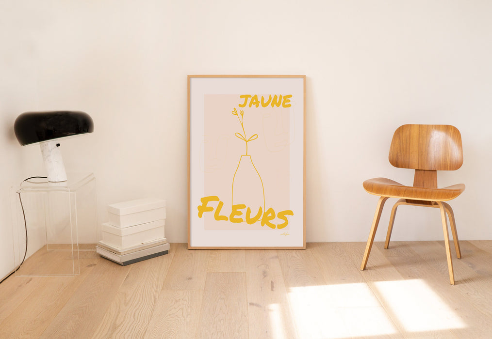 Yellow French Flower Art, Jaune Fleurs, Botanical Wall Art, Yellow Wall Art, Flower Print,  Modern Print, Yellow Decor, Abstract Art