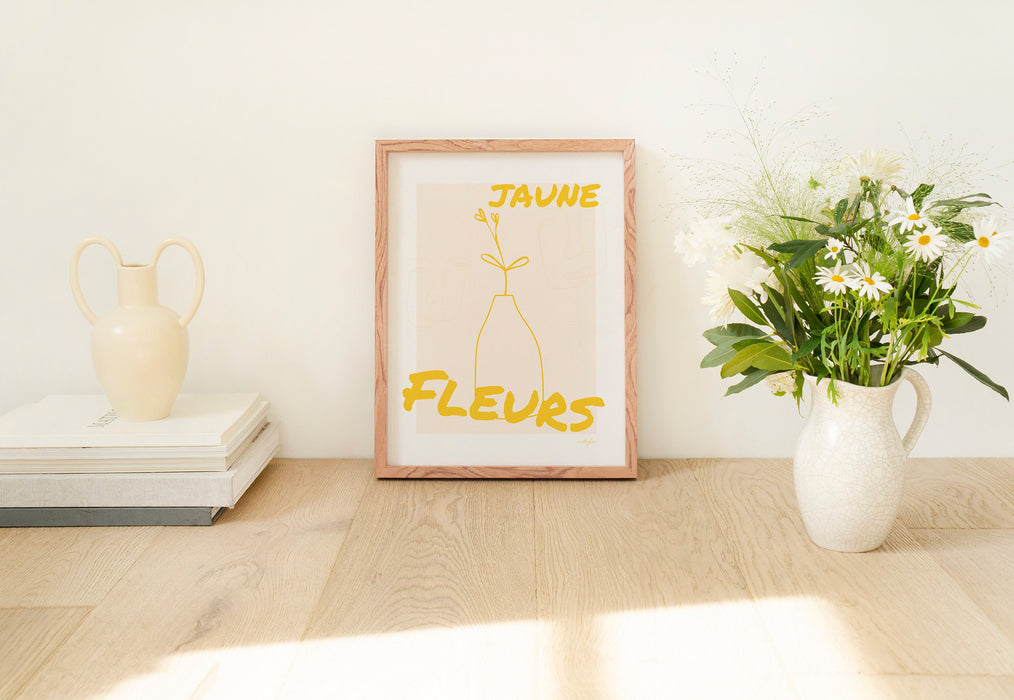 Yellow French Flower Art, Jaune Fleurs, Botanical Wall Art, Yellow Wall Art, Flower Print,  Modern Print, Yellow Decor, Abstract Art