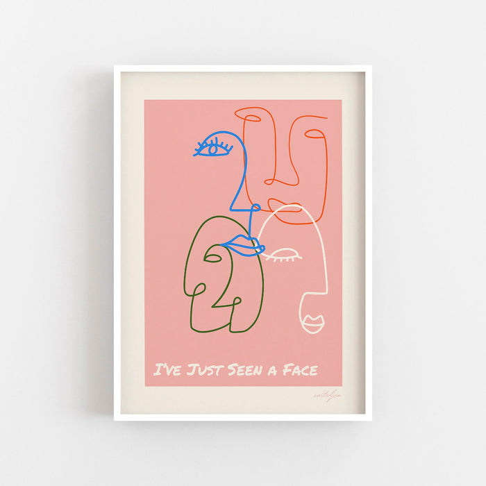 Abstract Face Art, Boho Print, Boho Wall Decor, Minimalist Print, Illustration Print, Boho Decor, Pink Print, Poster Print, Line Art Print
