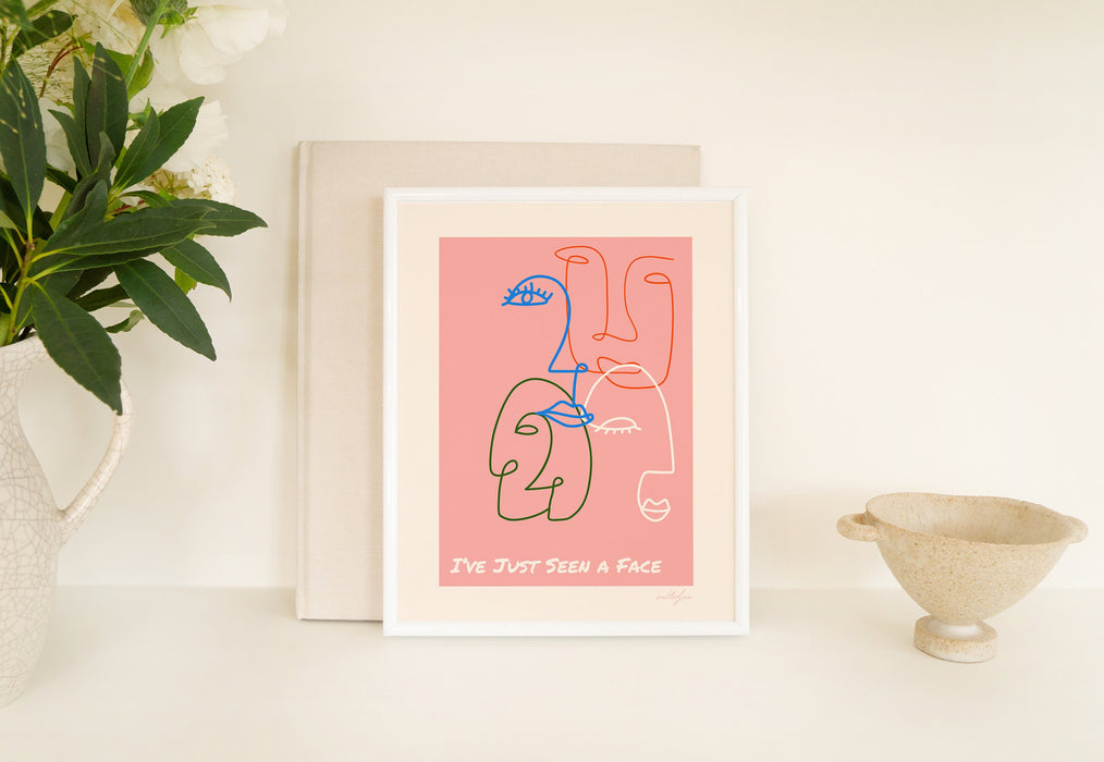 Abstract Face Art, Boho Print, Boho Wall Decor, Minimalist Print, Illustration Print, Boho Decor, Pink Print, Poster Print, Line Art Print
