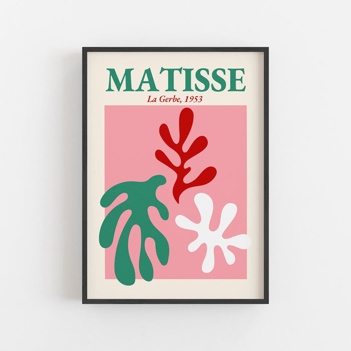 Pink Matisse Wall Decor Art Print, Digital Download, Wall Hanging, Pink Room Decor, Tropical Art, Pink Beach Art Decor