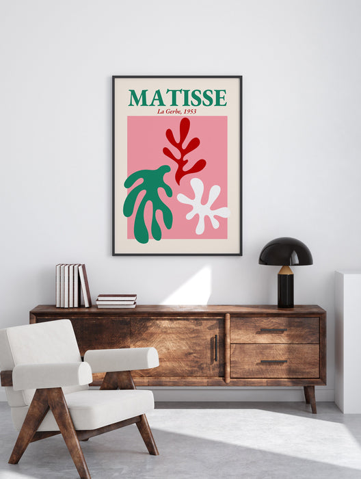 Pink Matisse Wall Decor Art Print, Digital Download, Wall Hanging, Pink Room Decor, Tropical Art, Pink Beach Art Decor