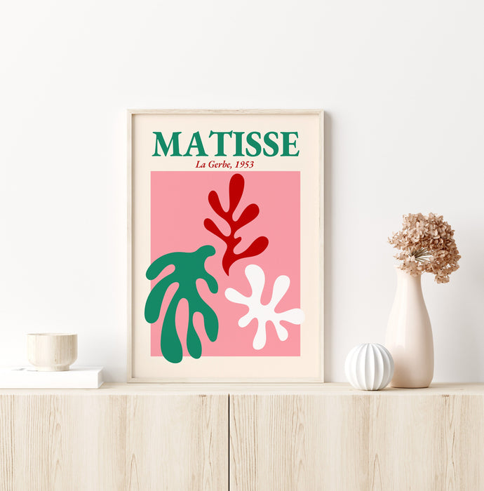 Pink Matisse Wall Decor Art Print, Digital Download, Wall Hanging, Pink Room Decor, Tropical Art, Pink Beach Art Decor