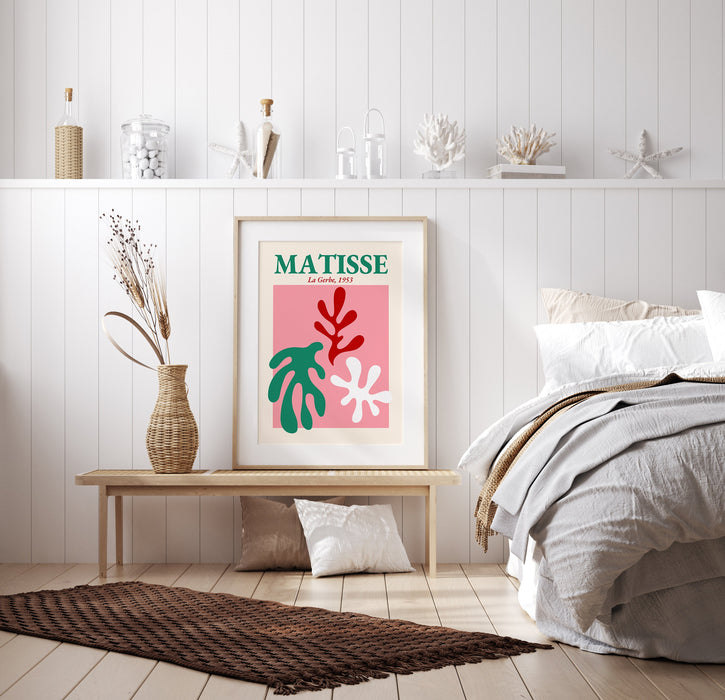 Pink Matisse Wall Decor Art Print, Digital Download, Wall Hanging, Pink Room Decor, Tropical Art, Pink Beach Art Decor