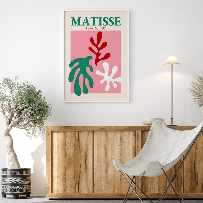 Pink Matisse Wall Decor Art Print, Digital Download, Wall Hanging, Pink Room Decor, Tropical Art, Pink Beach Art Decor