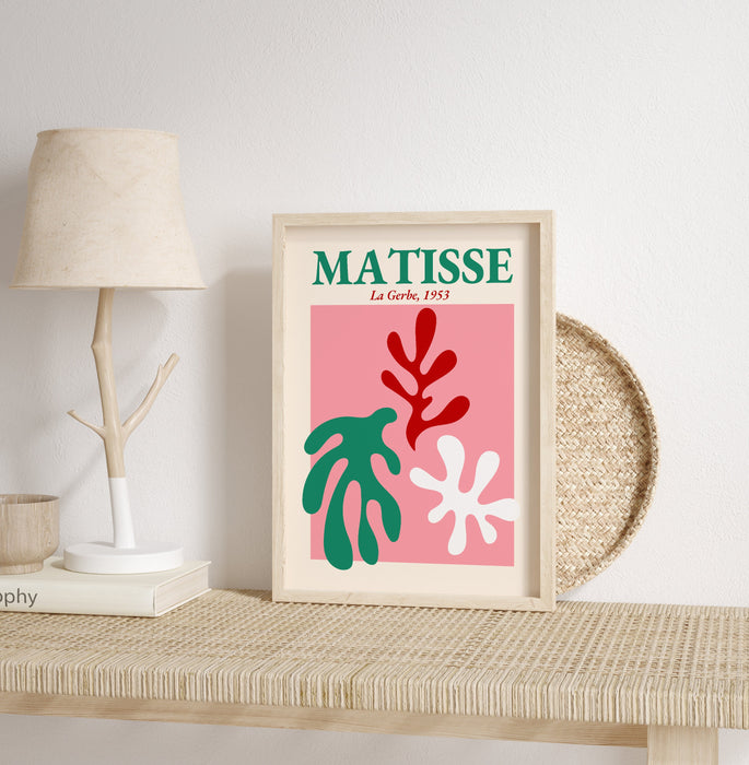 Pink Matisse Wall Decor Art Print, Digital Download, Wall Hanging, Pink Room Decor, Tropical Art, Pink Beach Art Decor