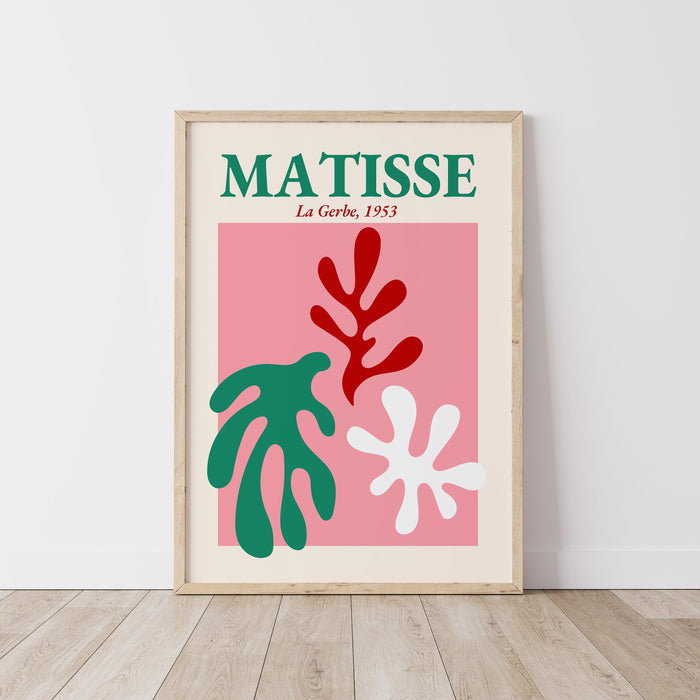 Pink Matisse Wall Decor Art Print, Digital Download, Wall Hanging, Pink Room Decor, Tropical Art, Pink Beach Art Decor