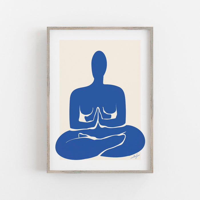 Prayer Yoga Pose, Yoga Poster, Yoga Wall Decor, Scandinavian Print, Minimalist Poster, Gift for Yoga Lover, Blue Poster, Modern Wall Art
