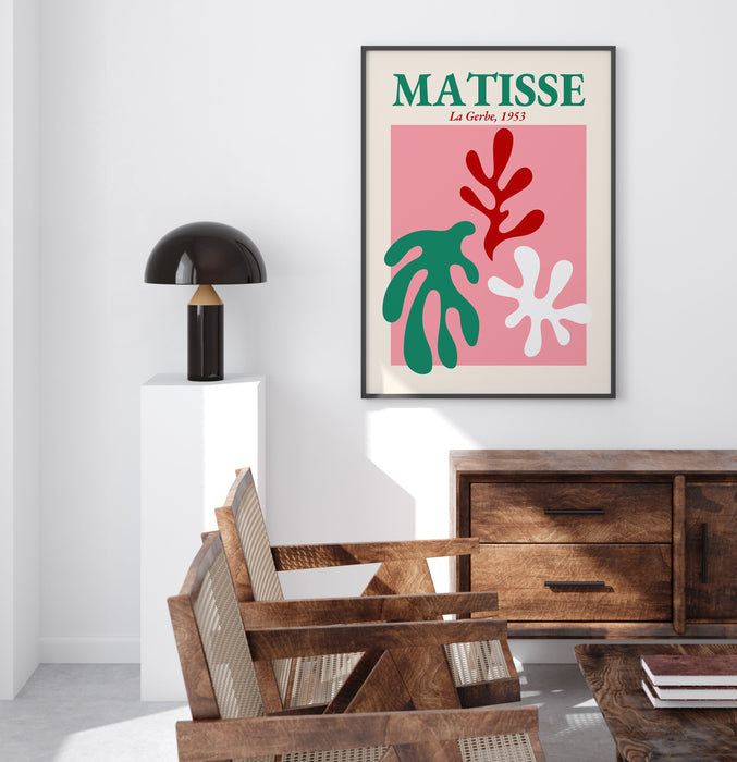 Pink Matisse Wall Decor Art Print, Digital Download, Wall Hanging, Pink Room Decor, Tropical Art, Pink Beach Art Decor