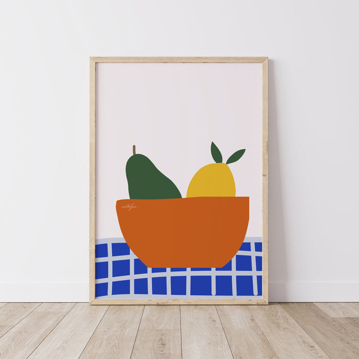 Colorful Fruit Illustration Wall Art Print, Kitchen Decor, Fruit, Artwork, Painting | Large Wall Art | Food Poster