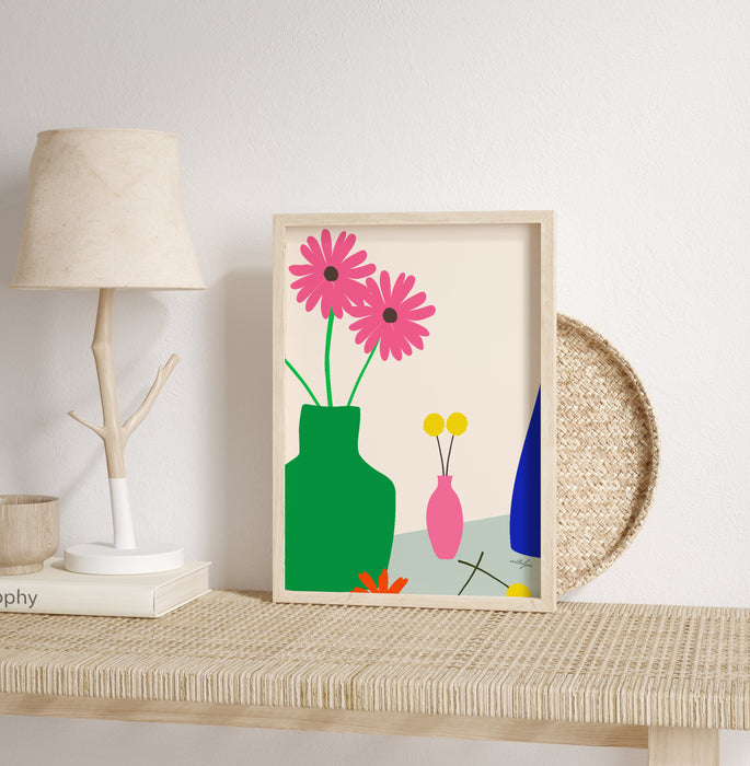 The Flower Stall No. 2 Art Print, Minimalist Colorful Flower Vase Art Print, Plant Art Print, Botanical Poster, Contemporary Art