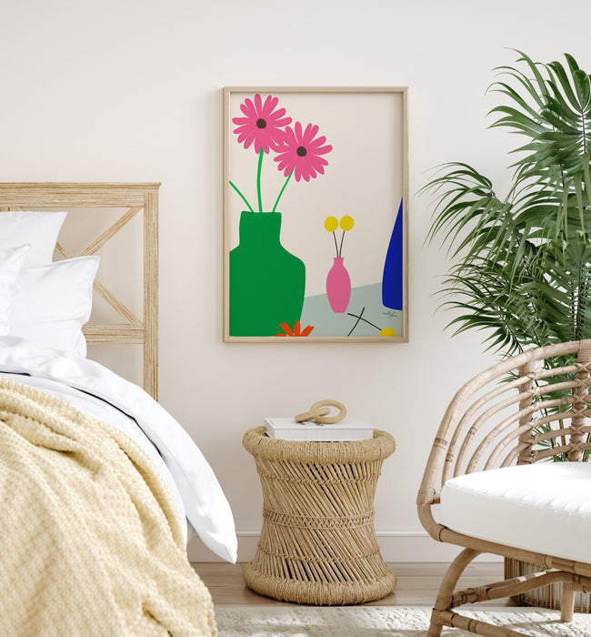 The Flower Stall No. 2 Art Print, Minimalist Colorful Flower Vase Art Print, Plant Art Print, Botanical Poster, Contemporary Art