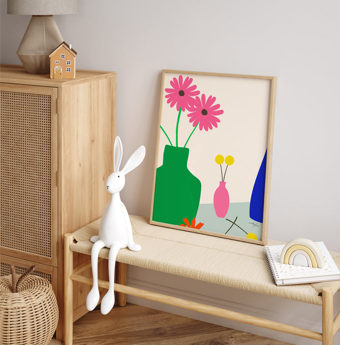 The Flower Stall No. 2 Art Print, Minimalist Colorful Flower Vase Art Print, Plant Art Print, Botanical Poster, Contemporary Art