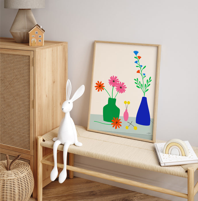 The Flower Stall No.1 Art Print, Minimalist Colorful Flower Vase Art Print, Plant Art Print, Botanical Poster, Contemporary Art