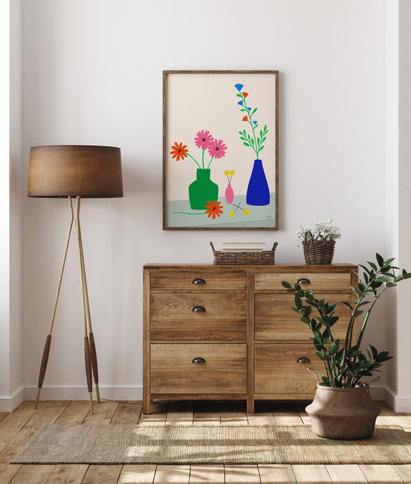 The Flower Stall No.1 Art Print, Minimalist Colorful Flower Vase Art Print, Plant Art Print, Botanical Poster, Contemporary Art
