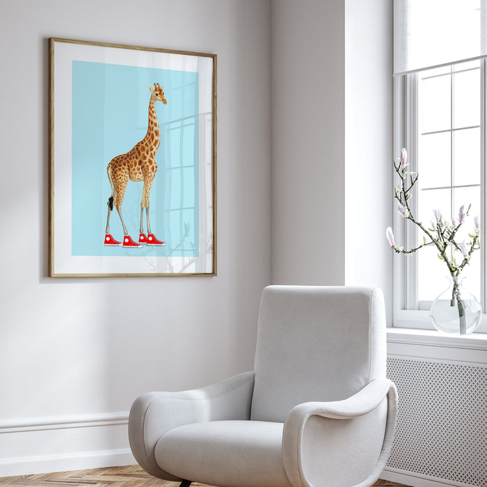 Giraffe In Red Shoes, Animal Prints, Wall Art, Safari Nursery Decor, Nursery Wall Art, Animal Prints for Nursery, Nursery Animal Printable