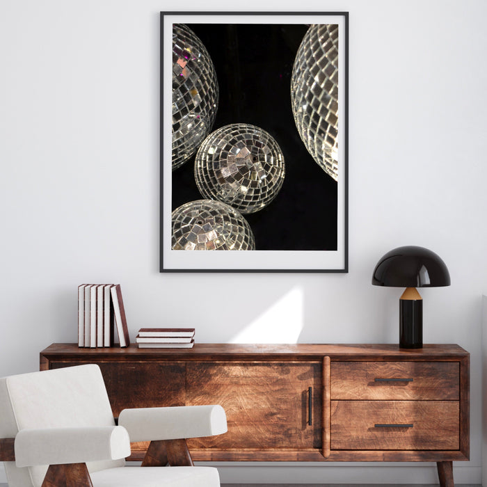 Fashion Girl Print | Disco Print | Girls Drinking Print | Fashion Wall Art | Stylish Wall Art | Black And White Art | Silver Print