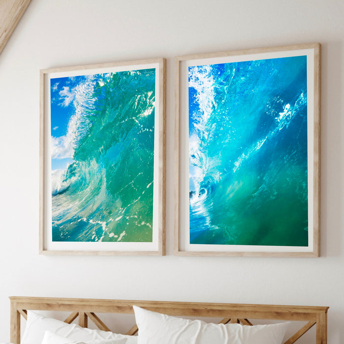 3 Piece Wall Art, Beach Print Download, Aerial Ocean Print, Modern Coastal Print, Wall Art, Prints, Indigo Blue Wall Decor, Beach Digital
