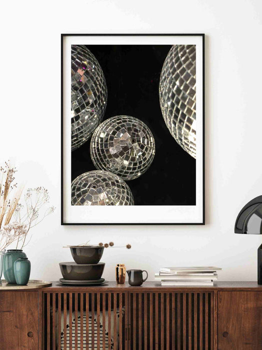 Fashion Girl Print | Disco Print | Girls Drinking Print | Fashion Wall Art | Stylish Wall Art | Black And White Art | Silver Print