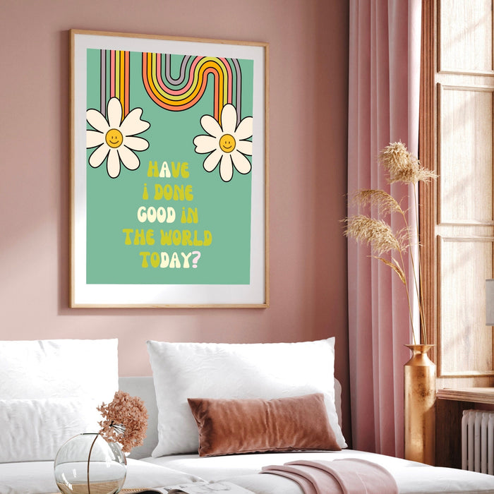 Retro Trendy Aesthetic Wall Art, Wall Print, Digital Download Print, Wall Decor, Cute Printable Art, Orange Art, Trendy Wall Art,Daisy, Dorm