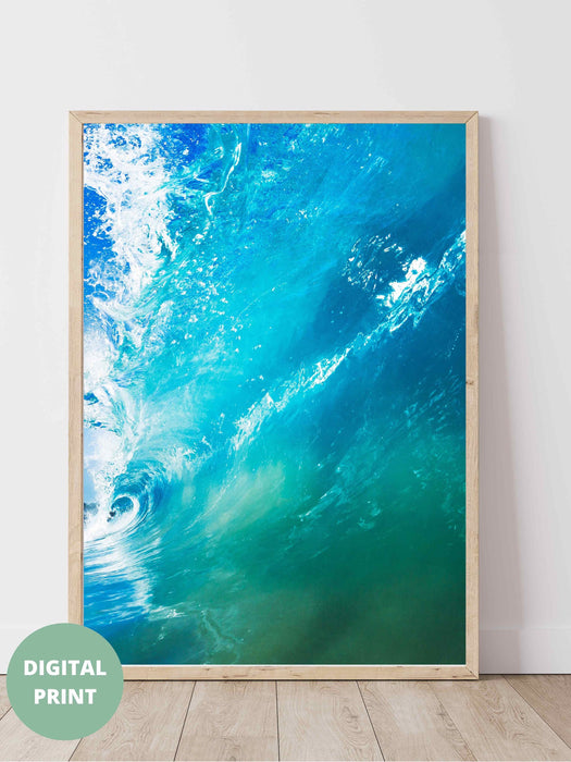 3 Piece Wall Art, Beach Print Download, Aerial Ocean Print, Modern Coastal Print, Wall Art, Prints, Indigo Blue Wall Decor, Beach Digital