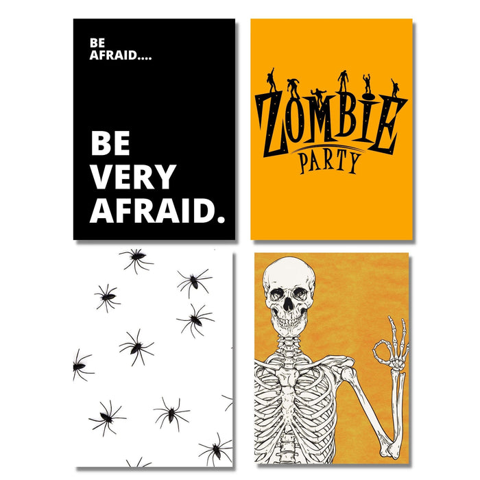 halloween zombie spiders orange black halloween wall art bundle set halloween decor halloween poster art prints digital download