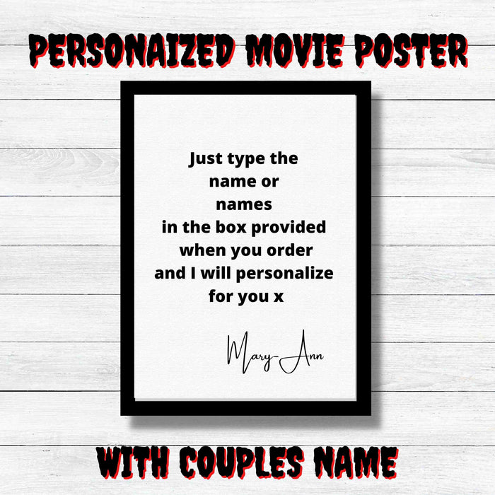 Personalized movie poster with  couple names,Personalized gift ideas,horror gifts,Halloween Decor, Custom gift ideas,anniversary gift, gift