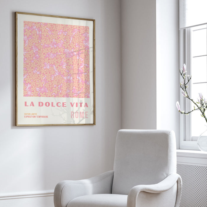 Orange Flower Market Digital Download Print, 70s Style Poster, 60s Flower Print, Pink Orange Decor, Dork Room Wall Art, Printable Art