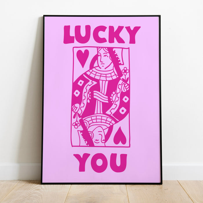 Lucky you Retro Trendy Aesthetic Wall Art, Trendy Retro Wall Print | Colorful Boho Wall Art | Pink Poster | Lucky You Wall Art, Lucky You