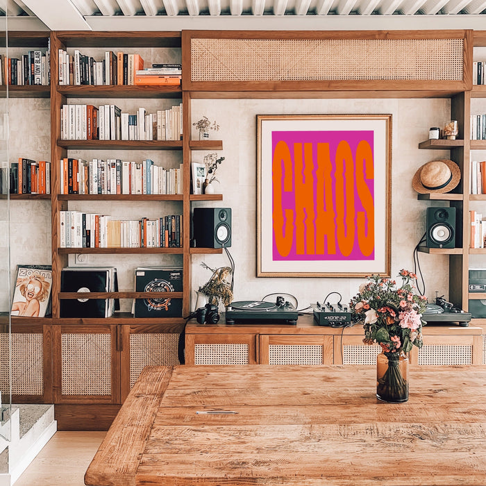 CHAOS, Pink and orange wall art, dorm room decor, digital downloads, Preppy Wall Art, Preppy Pink Prints, Dork Room Decor , Printable poster