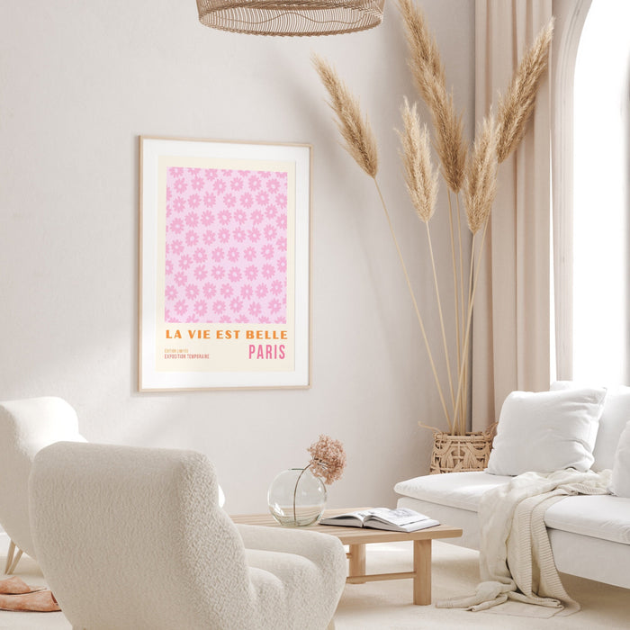 Pink Orange Flower Market Digital Download Print, 70s Style Poster, 60s Flower Print, Pink Orange Decor, Dork Room Wall Art, Printable set