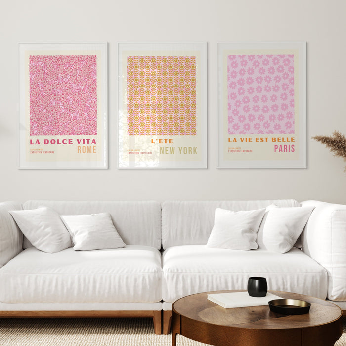 PRINTED Wall Art, Pink Orange Flower Market Digital Download, 70s Style Poster, 60s Flower Print, Orange Pink Decor, Dorm Room Decor, Retro