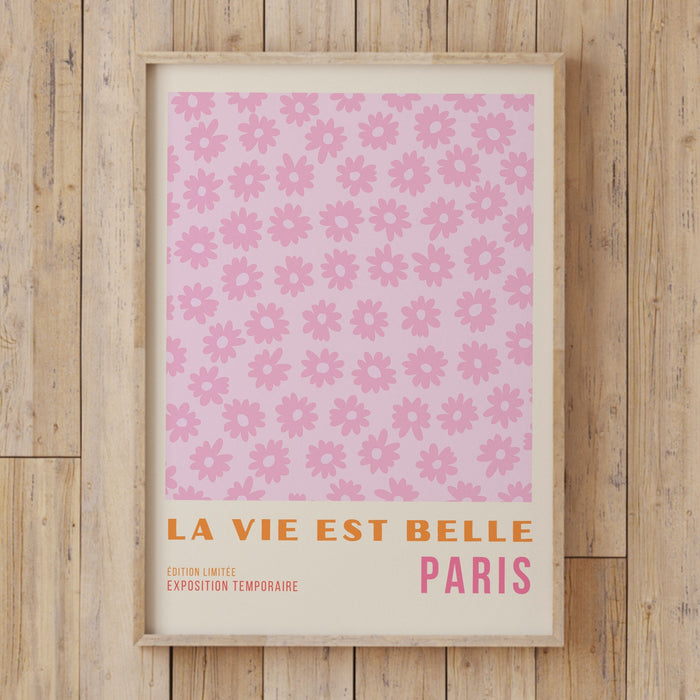PRINTED Wall Art, Pink Orange Flower Market Digital Download, 70s Style Poster, 60s Flower Print, Orange Pink Decor, Dorm Room Decor, Retro
