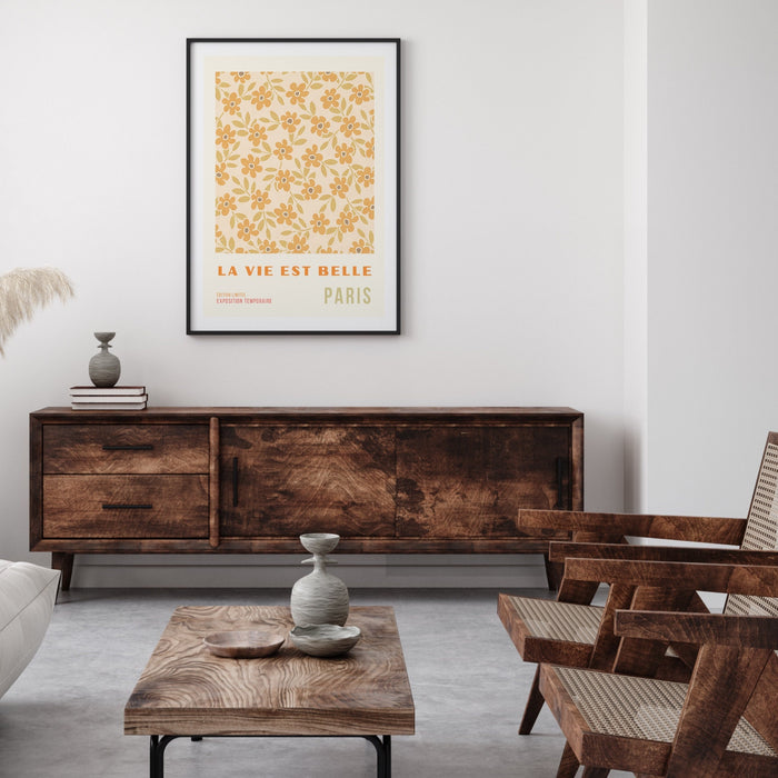Boho Print, Boho Art Print, Boho Wall Art, Orange Flower Market, Digital Download, 70s Style Poster, 60s Flower Print, Pink Orange Decor,