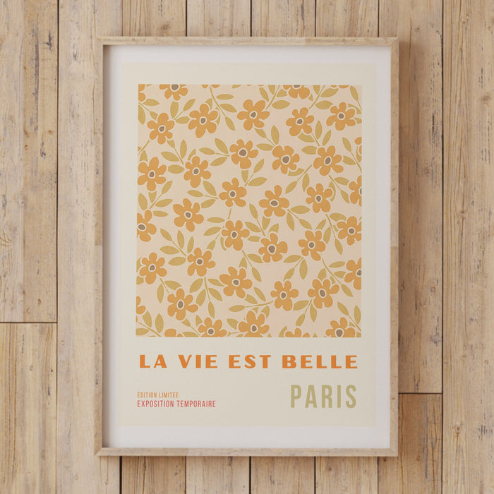 Orange Flower Market Digital Download Print, 70s Style Poster, 60s Flower Print, Pink Orange Decor, Dork Room Wall Art, Printable Art