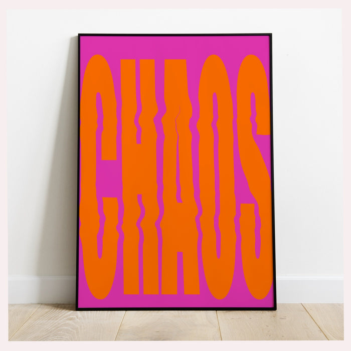 CHAOS, Pink and orange wall art, dorm room decor, digital downloads, Preppy Wall Art, Preppy Pink Prints, Dork Room Decor , Printable poster