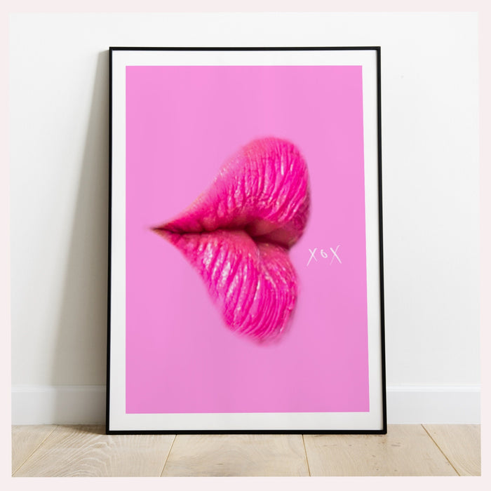 Set of 3, Bisous Kisses Print | Red Kiss Printable Wall Art, Pink Lips Printable Wall Art, Pink Lip, Orange and Pink Wall Decor, Lip Prints
