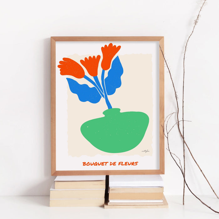 Trendy Retro Set of 6 Flower Market Prints Digital Art Download | Colorful Gallery Wall Flower Exhibition Print Preppy poster, printable