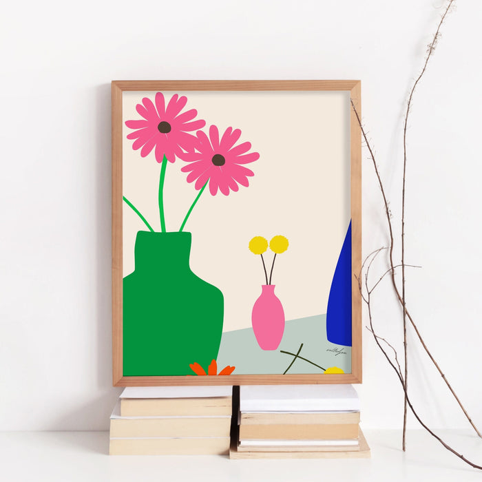Trendy Retro Set of 6 Flower Market Prints Digital Art Download | Colorful Gallery Wall Flower Exhibition Print Preppy poster, printable
