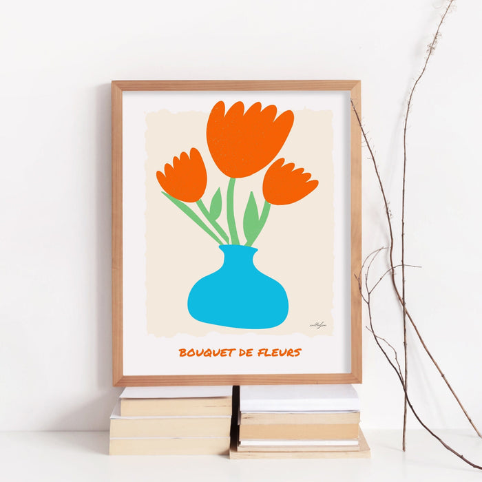 Trendy Retro Set of 6 Flower Market Prints Digital Art Download | Colorful Gallery Wall Flower Exhibition Print Preppy poster, printable
