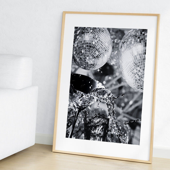 Fashion Girl Print | Disco Print | Girls Drinking Print | Fashion Wall Art | Stylish Wall Art | Black And White Art | Funky Prints