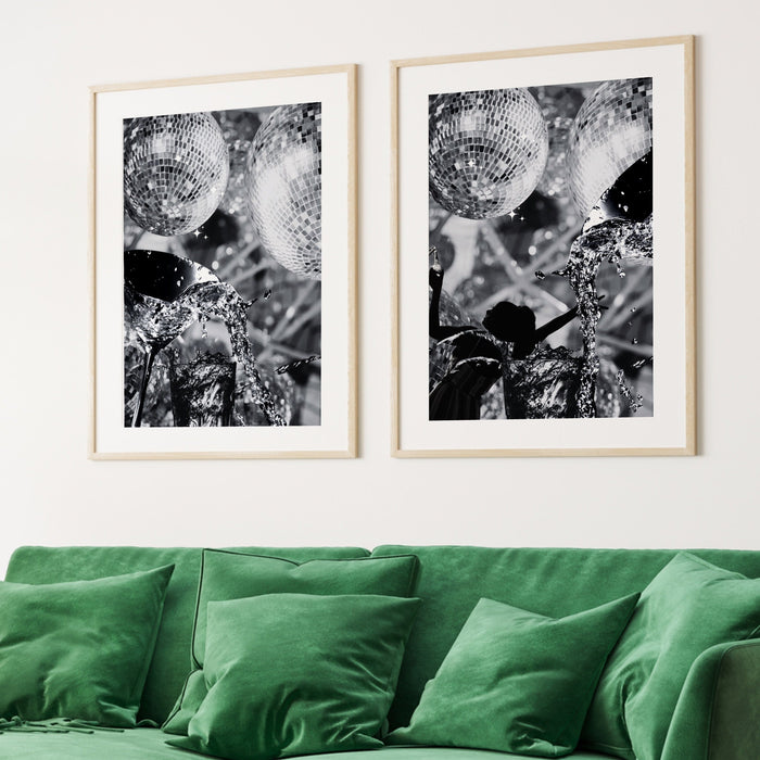 Disco Martini Wall Print, Retro Photo Poster, Black and White Print, Alcohol Vintage Wall Decor, Fashion Girl Print | Disco Poster,Printable