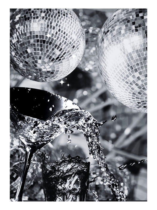 Disco Martini Wall Print, Retro Photo Poster, Black and White Print, Alcohol Vintage Wall Decor, Fashion Girl Print | Disco Poster,Printable