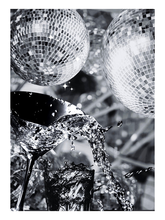 Disco Martini Wall Print, Retro Photo Poster, Black and White Print, Alcohol Vintage Wall Decor, Fashion Girl Print | Disco Poster,Printable