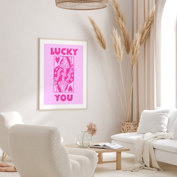 Retro Trendy Aesthetic Wall Art, Wall Print, Digital Download Print, Wall Decor, Large Printable Art, Queen of Hearts, Lucky You, Set of 3