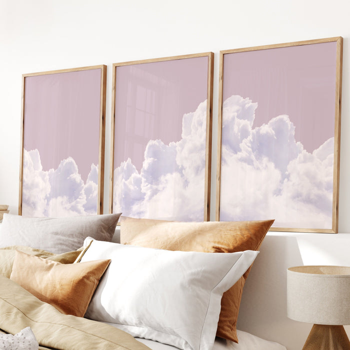 Pink Wall Art Set Of 3,Cloud Wall Decor,Pink Home Decor, Blush Pink Print,Pink Wall Decor, Abstract Art Print,Minimalist Wall Art,Large Art