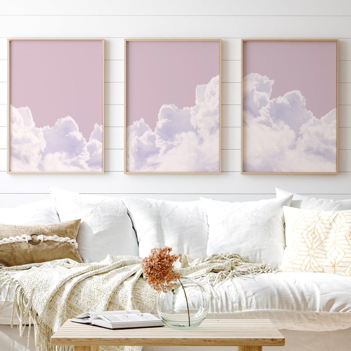 Above Bed Wall Art Set Of 3, Pink Cloud Wall Decor,Pink Home Decor, Blush Pink Print,Abstract Art Print,Minimalist Wall Art,Minimalist Print
