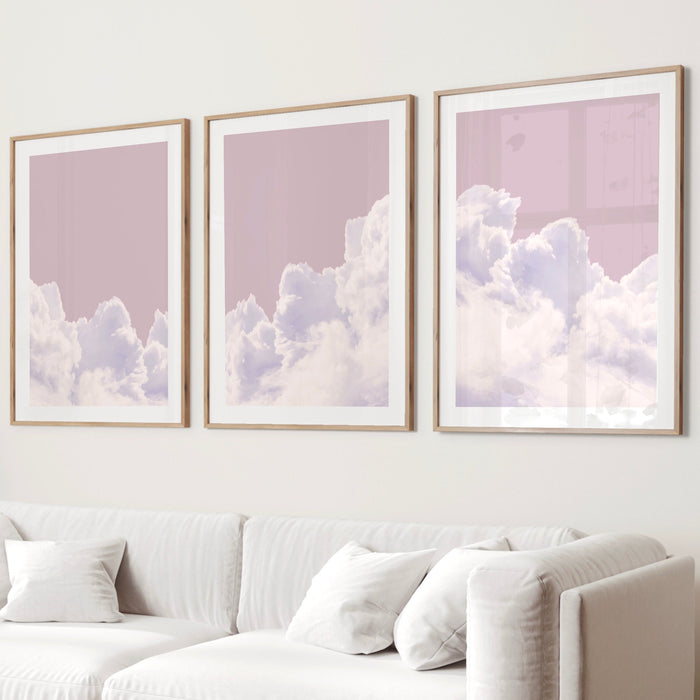 Above Bed Wall Art Set Of 3, Pink Cloud Wall Decor,Pink Home Decor, Blush Pink Print,Abstract Art Print,Minimalist Wall Art,Minimalist Print