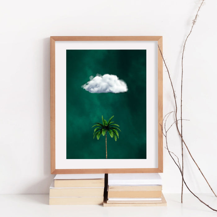 Emerald Green Decor,Palm Tree Cloud Printable,Emerald Green Wall Art,Nature Art Print,Minimalist Wall Art,Maximalist,Green Decor,Botanical